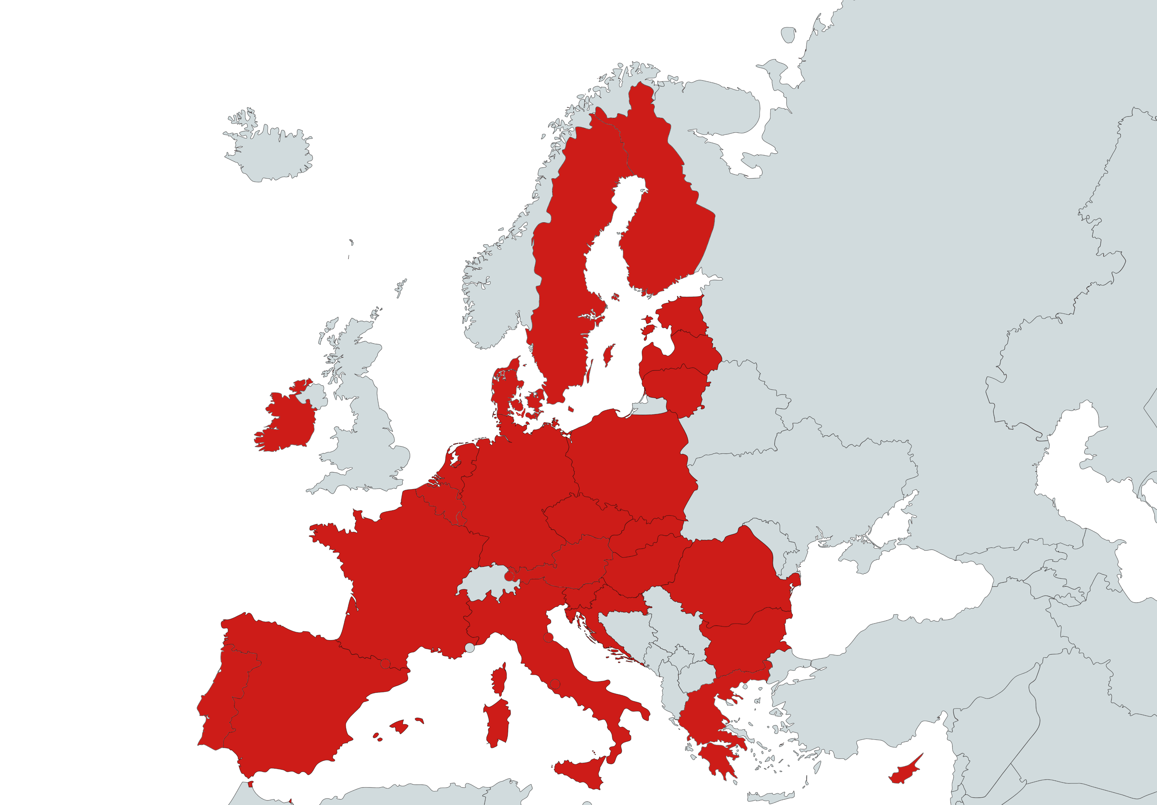 Mapa zasięgu sprzedaży i logistyki w Europie